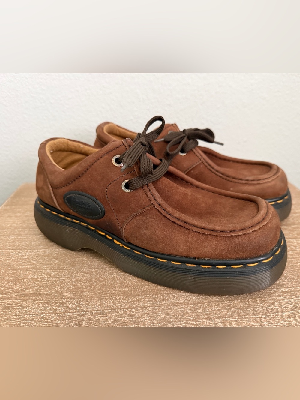 Vintage Dr Martens 8349 Women's Sz 7 Brown Suede Chunky Oxford Shoes 90s Y2K